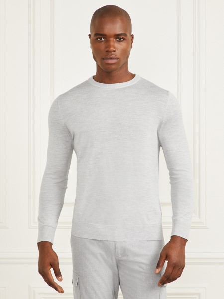 Merinó Gyapjú, Nyakú Pulóver Világos Kő Hanga Tipp