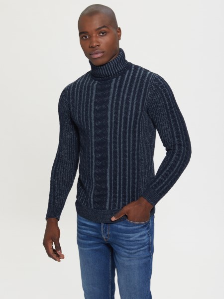 Phil Gyapjúkeverék Kábelpulóver, Hiszem, Sötétkék Hanga Kombó