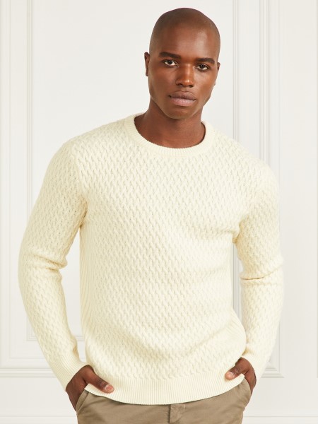 öko Kosáröltés Crewneck Pulóver Szellem Fehér Találgatás