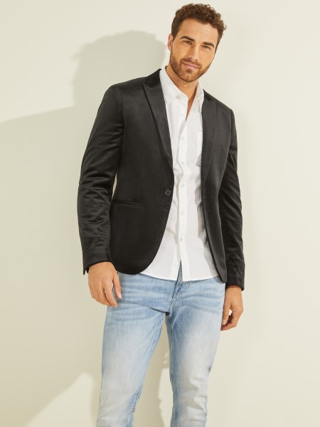 Koromfekete Guess Fulham Bársony Blézer