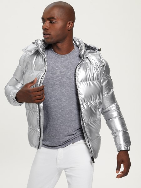 Ezüst Fém Pufferkabát Tipp