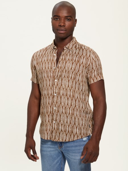 Eco Levelek Rövid Ujjú Ing Kitalálni Maratott Bélelt Levelek