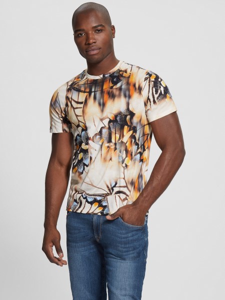 Eco Blurred Butterflies Tee Tipp Tiszta Fehér Multi