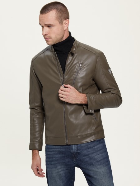 Műbőr Motoros Kabát általános Barna Tipp