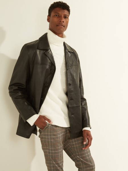 Gondolom Koromfekete Bőr Autókabát