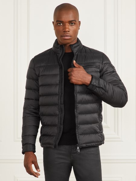 Koromfekete Guess Párnázott Motoros Kabát