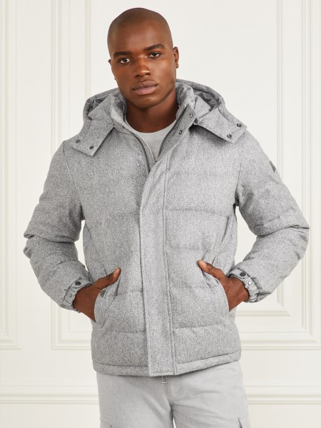 Szürke Halszálkás Melanzs Kapucnis Pufi Kabát