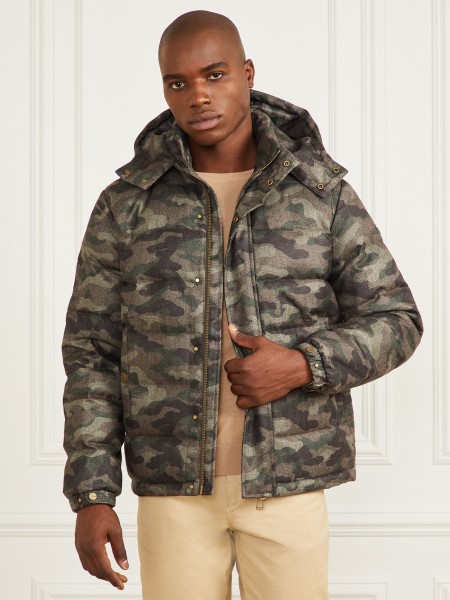 Hiszem Kapucnis Pufferkabát Camou Halszálkás Melange