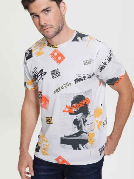 Hiszem Városi Város Kollázs Póló Tiszta Fehér Multi