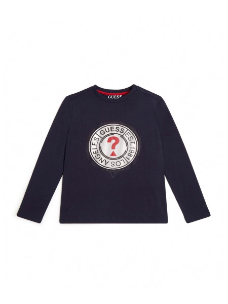 Hosszú Ujjú Logós Póló (7-16) Elegáns Kék Tipp