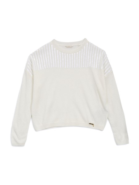 Hiszem Sófehér Kasmír Keverék Flitteres Pulóver (7-16)