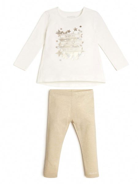 Fémes Póló és Leggings Szett (2-7) Guess Sófehér