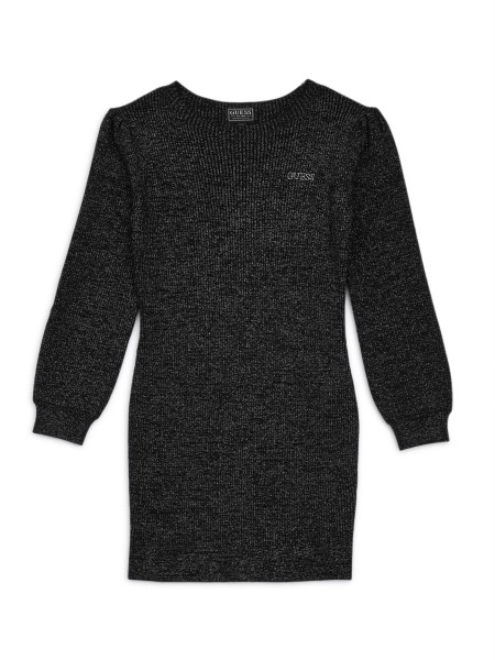 Csillogó Gyapjúkeverékes Midi Ruha (7-16) Jet Fekete