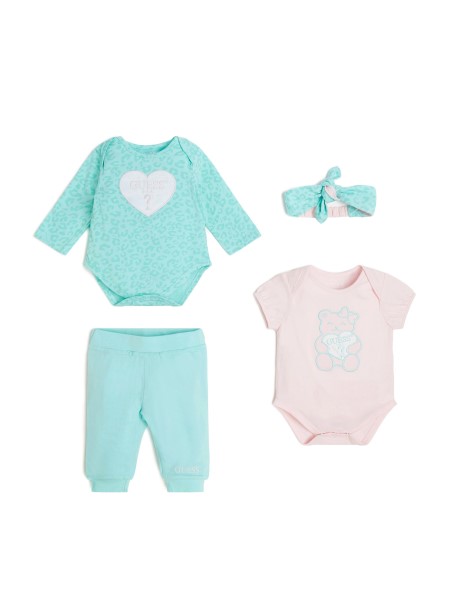 Blue Maya Spot Pink Guess Kétrészes Body Nadrág és Fejpánt Szett (3-12m)