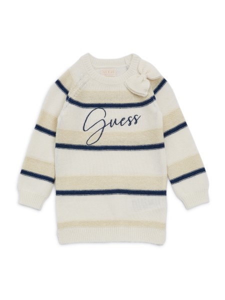 Midi Pulóver Ruha (2-7) Fehér és Világos Arany Fésű Tipp