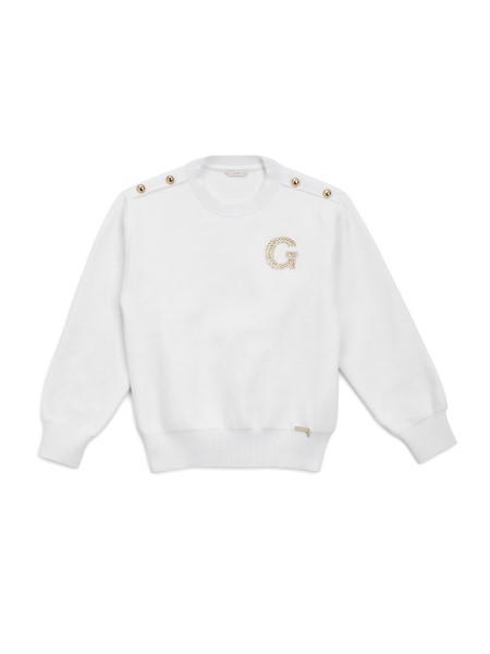 Sófehér Strasszos Logós Patch Pulóver (7-16) Hiszem