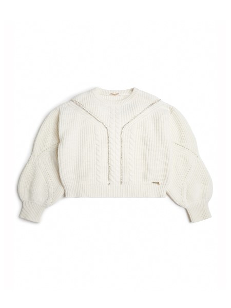 Kábel Kötött Pulóver (7-16) Hiszem Só Fehér