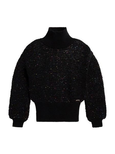 Koromfekete Hiszem Ballonujjú Pulóver (7-16)