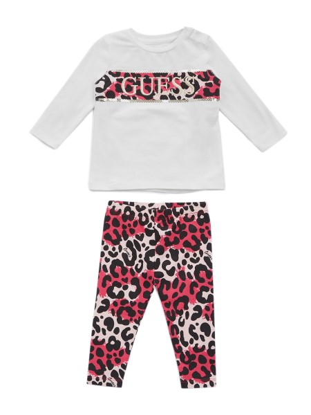 Guess Leopárd Póló és Leggings Szett (3-18m) Sófehér