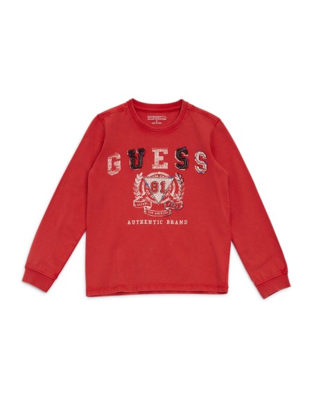 Guess Eco Hosszú Ujjú Logós Póló (7-14) Vulkán Piros