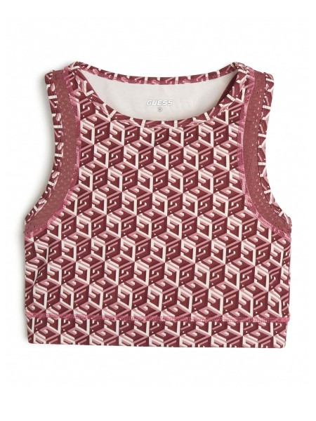 Guess Eco Cube Logó Aktív Melltartó Felső (4-14) G Kocka Piros Kombó