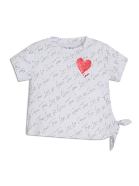 Guess Knot Logó Nyomtatás Póló (3m-7) Fehér Oversize Logó