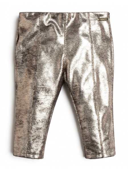 Guess Bevonatú Műbőr Leggings (3m-7) Feketén Laminált Arany