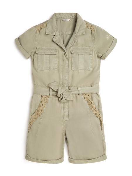 Guess Eco Csipkeszegélyes Romper (7-14) Könnyű Matcha