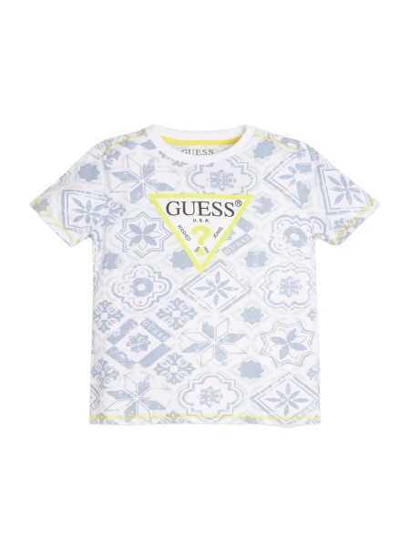 Gumi Logóval Nyomtatott Póló (7-16) Kék Csempe Nyomtatás Tipp